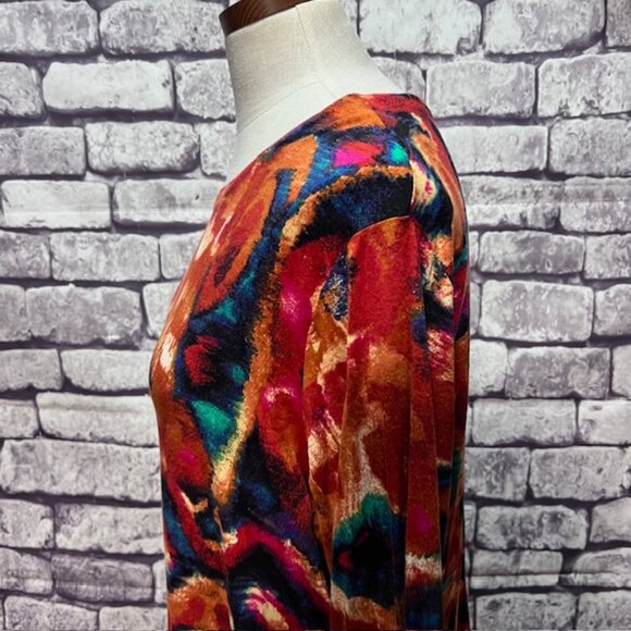 Chico's Multicolored Round Neck Long Sleeve Top Size XL - Picture 4 of 8